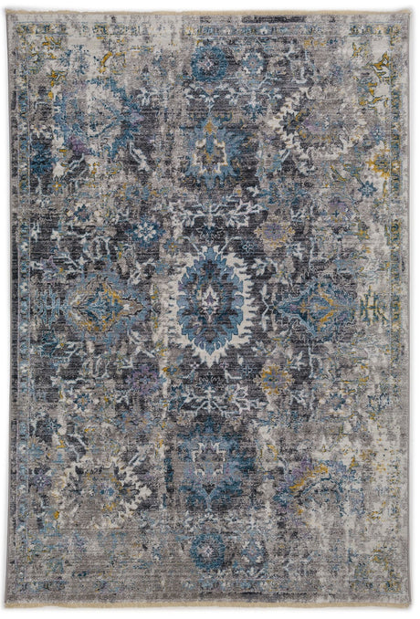 Belek Medallion Transitional Grey Tassel Rug