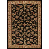 Traditional Floral Design Rug Black