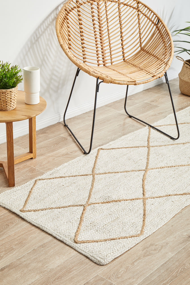 Byron Geo White Natural Jute Rug