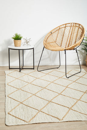 Byron Geo White Natural Jute Rug - Lost Design Society