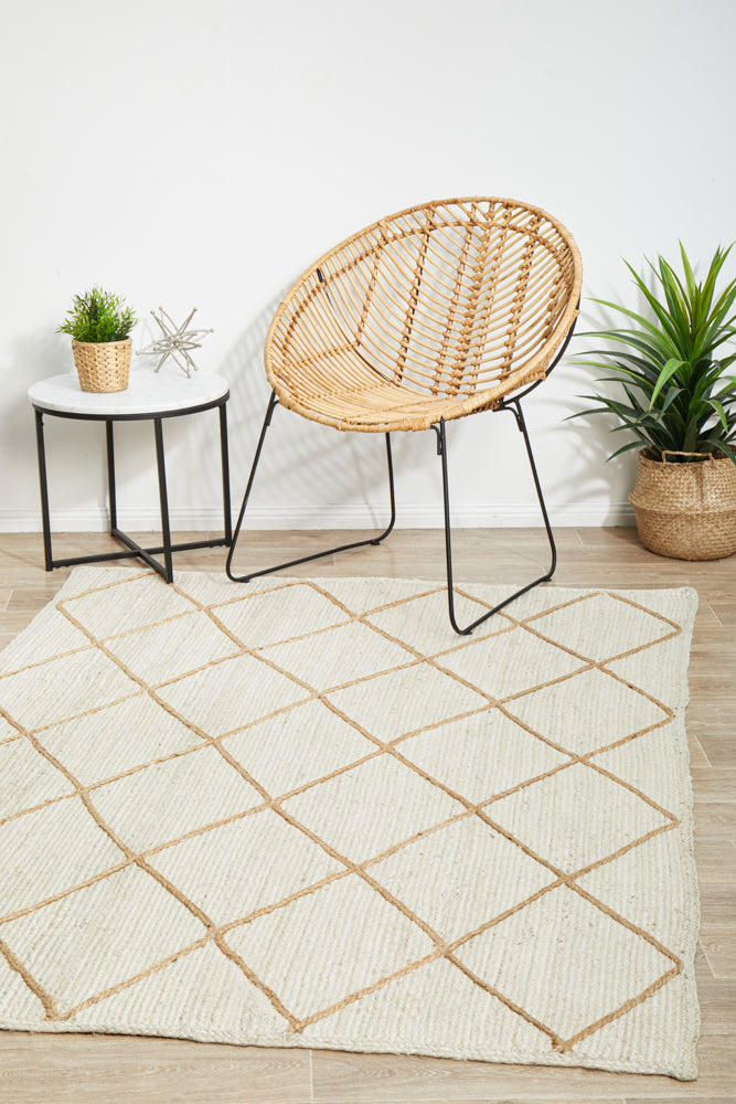 Byron Geo White Natural Jute Rug