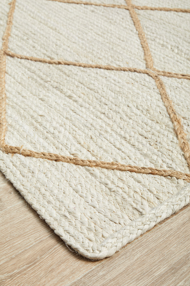 Byron Geo White Natural Jute Rug