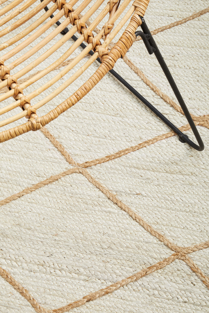 Byron Geo White Natural Jute Rug