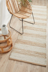 Byron Striped Natural And White Jute Rug