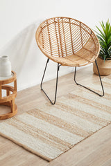 Byron Striped Natural And White Jute Rug