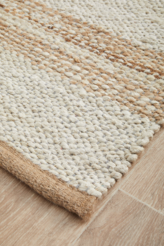 Byron Striped Natural And White Jute Rug