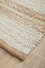 Byron Striped Natural And White Jute Rug