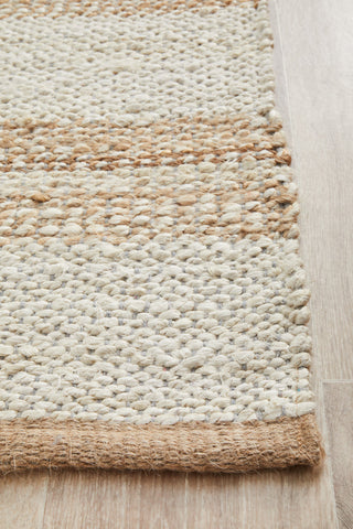 Byron Striped Natural And White Jute Rug