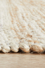 Byron Striped Natural And White Jute Rug