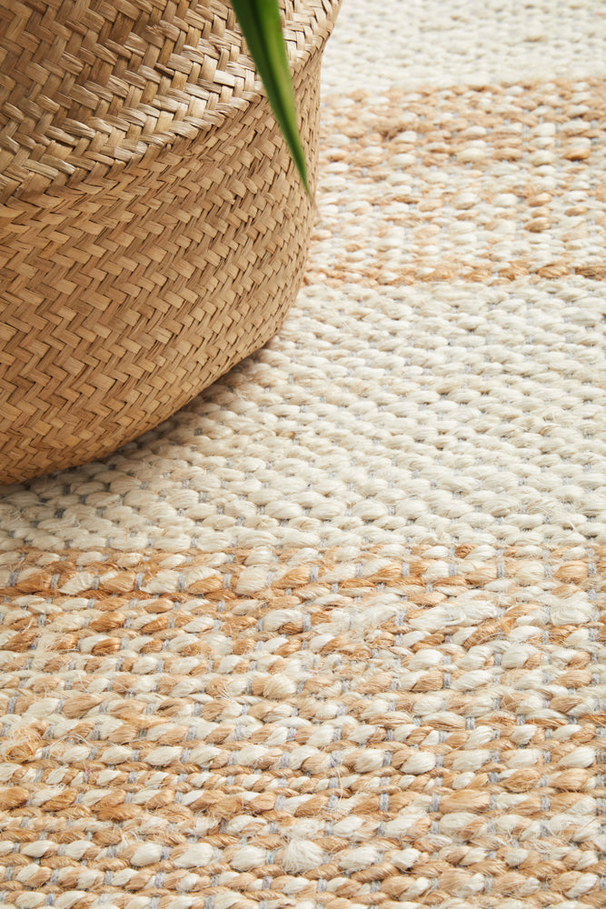 Byron Striped Natural And White Jute Rug