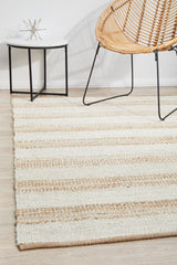 Byron Striped Natural And White Jute Rug