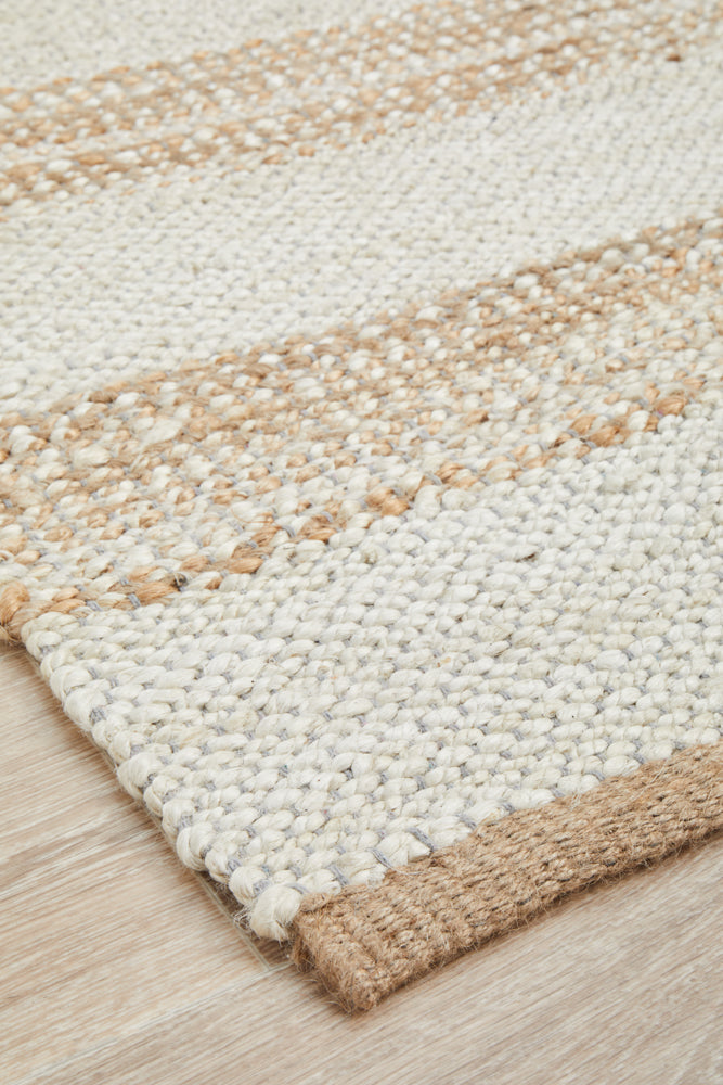 Byron Striped Natural And White Jute Rug