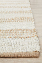 Byron Striped Natural And White Jute Rug