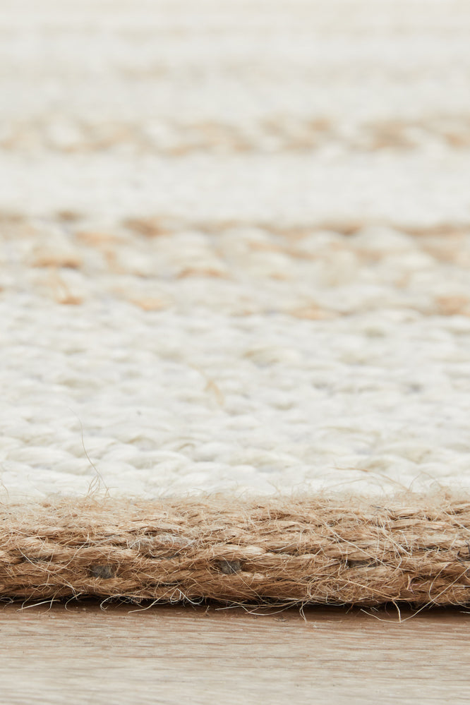 Byron Striped Natural And White Jute Rug