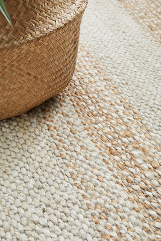 Byron Striped Natural And White Jute Rug