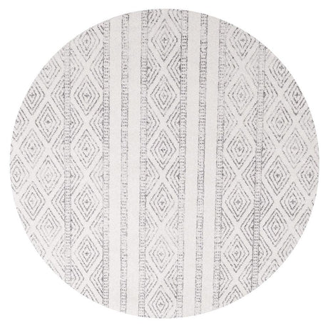 Paradise White And Grey Tribal Round Transitional Rug