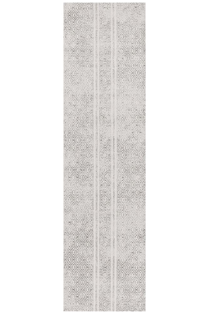 Paradise White And Grey Tribal Transitional Rug