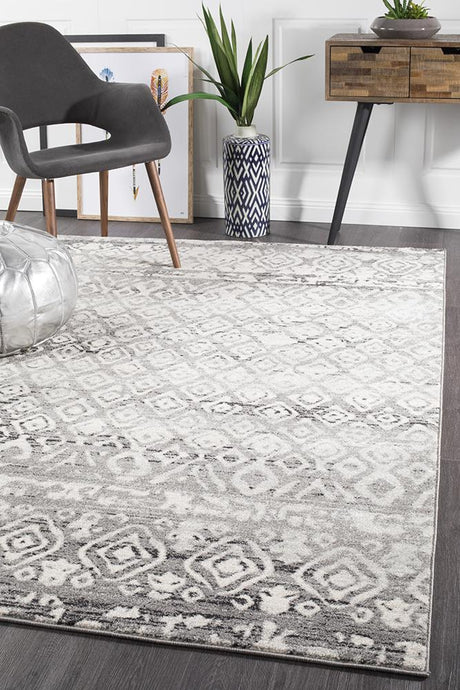 Paradise Dark Grey Tribal Transitional Rug