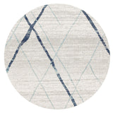 Paradise White Blue Contemporary Round Transitional Rug