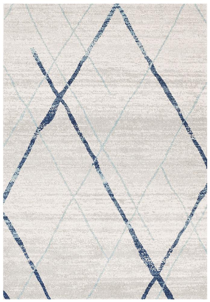 Paradise White Blue Contemporary Transitional Rug