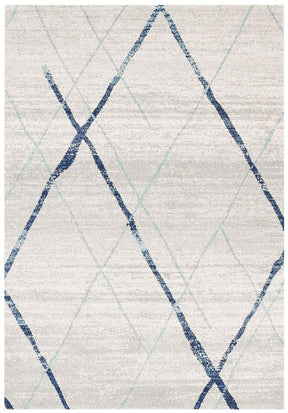 Paradise White Blue Contemporary Transitional Rug - Lost Design Society