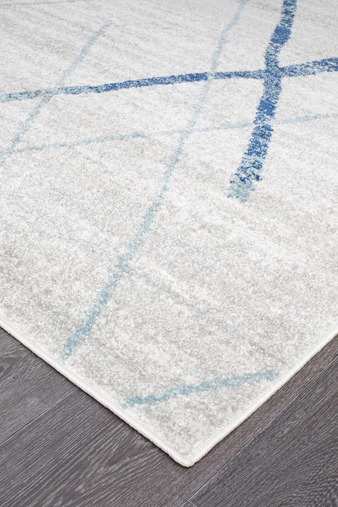 White Rug Blue Design Paradise White Blue Contemporary Transitional Rug – Lost Design Society ...
