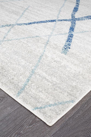 Paradise White Blue Contemporary Transitional Rug