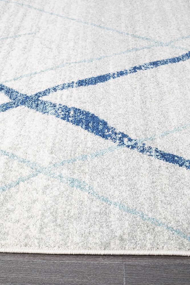 Paradise White Blue Contemporary Transitional Rug