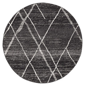 Paradise Charcoal Contemporary Round Transitional Rug - Lost Design Society