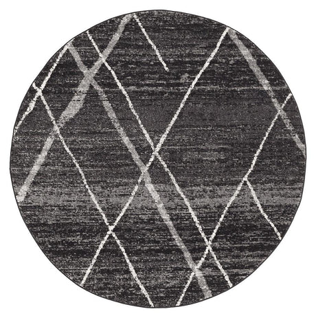 Paradise Charcoal Contemporary Round Transitional Rug