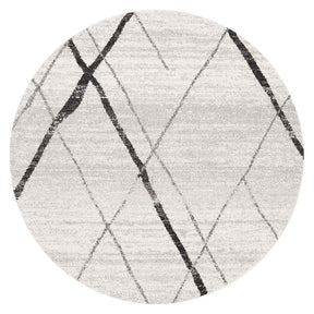 Paradise White Grey Contemporary Round Transitional Rug - Lost Design Society