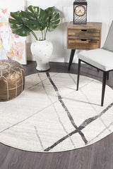 Paradise White Grey Contemporary Round Transitional Rug