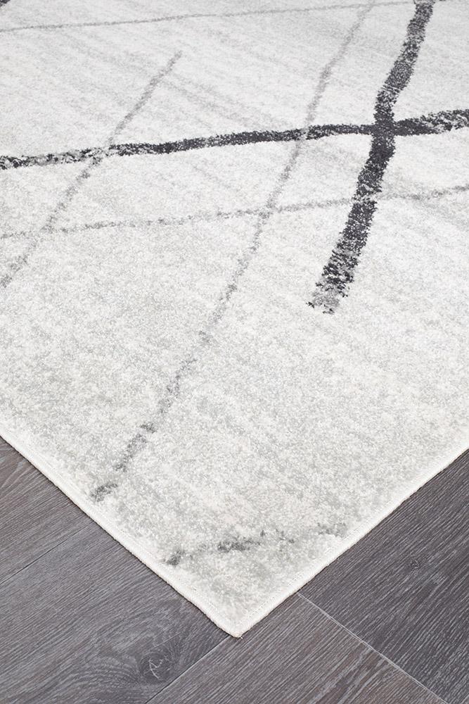 Paradise White Grey Contemporary Transitional Rug