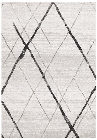 Paradise White Grey Contemporary Transitional Rug