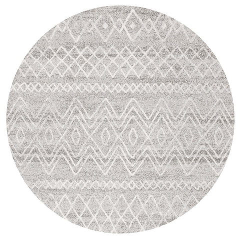 Paradise Grey Rustic Tribal Round Transitional Rug
