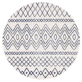 Paradise White Blue Rustic Tribal Round Transitional Rug