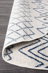 Paradise White Blue Rustic Tribal Round Transitional Rug