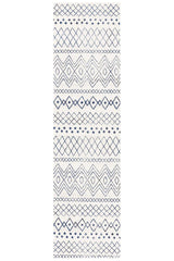 Paradise White Blue Rustic Tribal Transitional Rug