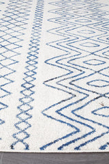 Paradise White Blue Rustic Tribal Transitional Rug