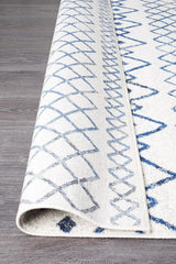 Paradise White Blue Rustic Tribal Transitional Rug