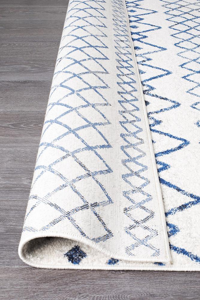 Paradise White Blue Rustic Tribal Transitional Rug – Lost Design Society