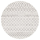 Paradise White Grey Tribal Round Transitional Rug