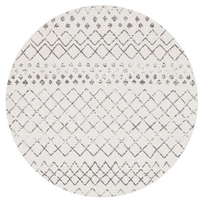 Paradise White Grey Tribal Round Transitional Rug - Lost Design Society