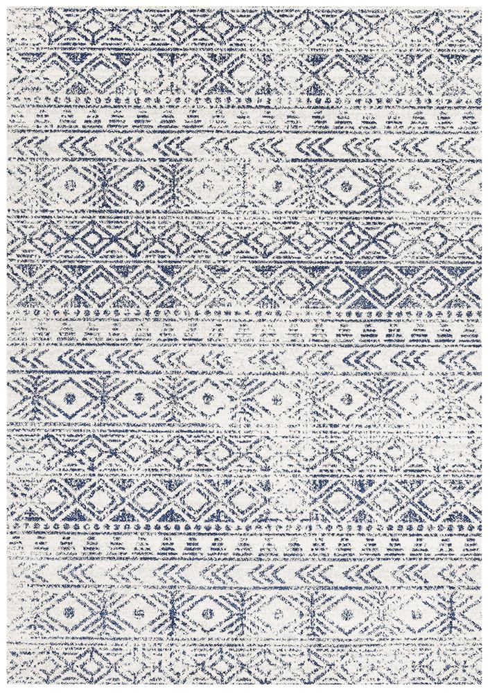 Paradise White Blue Rustic Transitional Rug – Lost Design Society