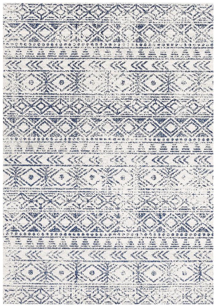 Paradise White Blue Rustic Transitional Rug