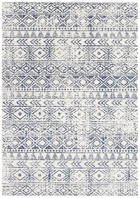Paradise White Blue Rustic Transitional Rug - Lost Design Society