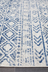 Paradise White Blue Rustic Transitional Rug