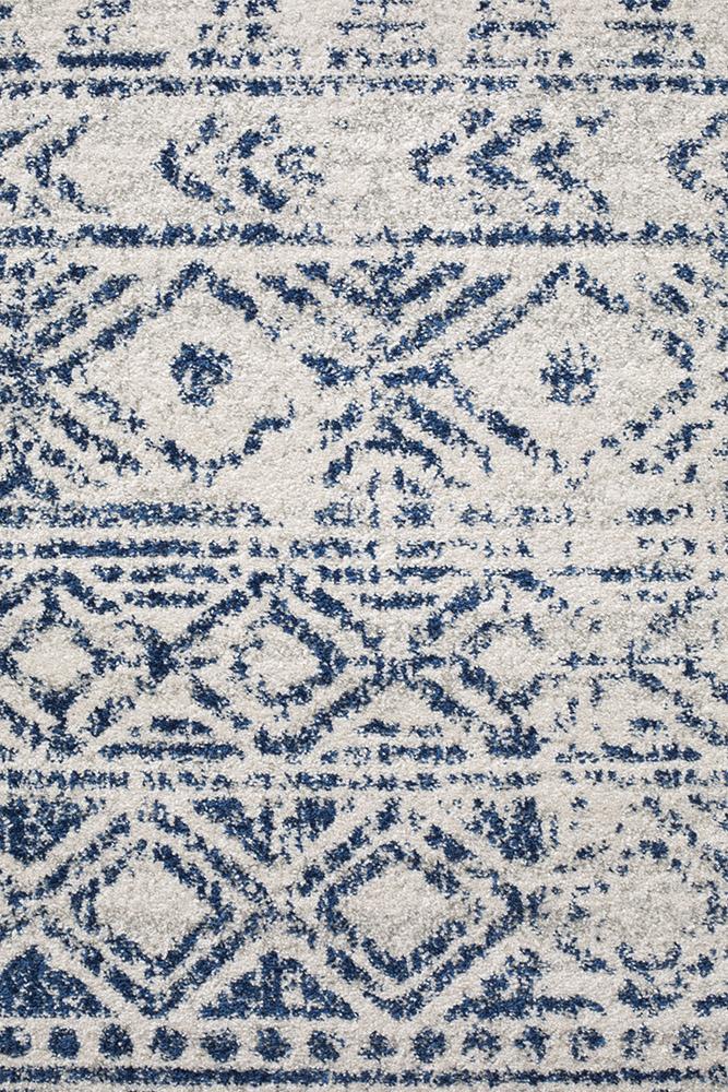 Paradise White Blue Rustic Transitional Rug