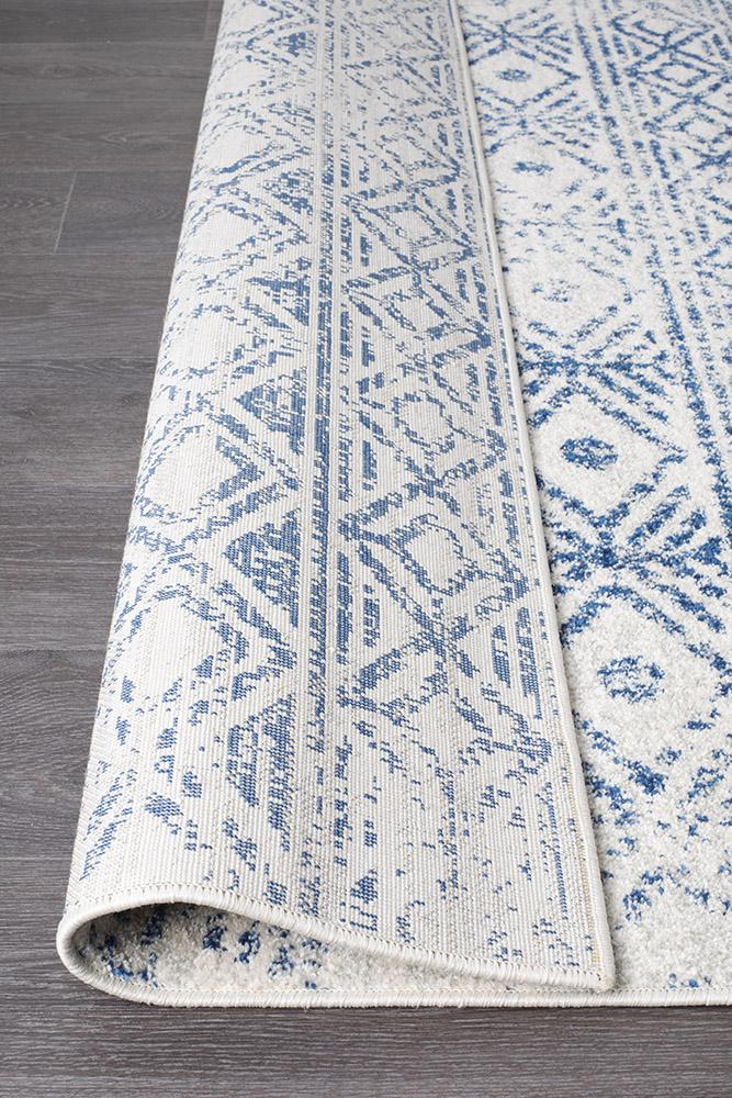 Paradise White Blue Rustic Transitional Rug