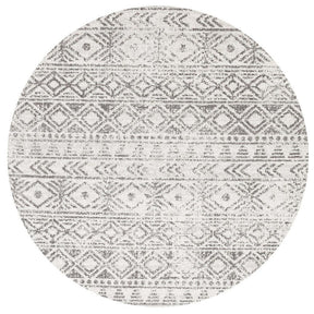 Paradise White Grey Rustic Round Transitional Rug - Lost Design Society